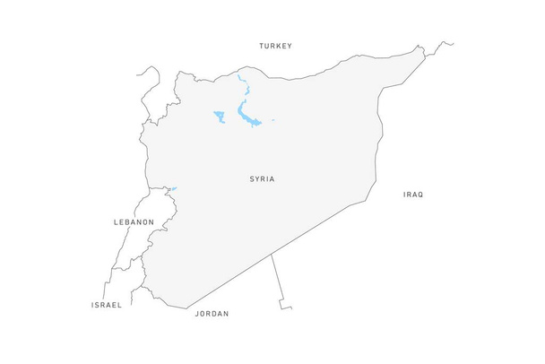 Карта Сирии изолирована на белом фоне. Векторная карта границ
 - Вектор,изображение