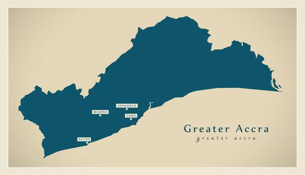 Modern Map - Greater Accra region map of Ghana GH - Vector, Image
