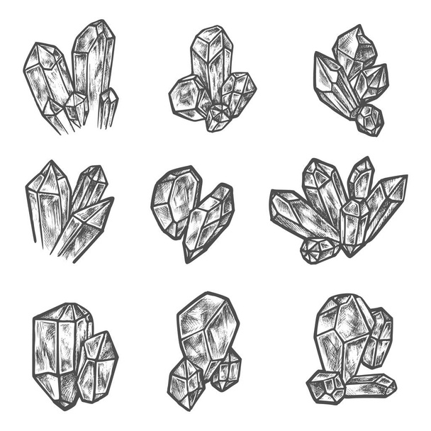 スケッチの結晶、宝石や宝石ジュエリー - ベクター画像