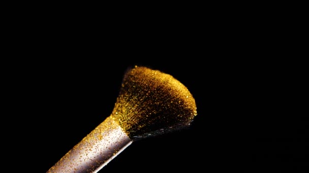 Gold Colour, Paint Concept, Make up brush with Yellow Powder, Slow Motion - Materiał filmowy, wideo