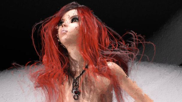 Artistic 3D illustration of a fantasy female - 写真・画像