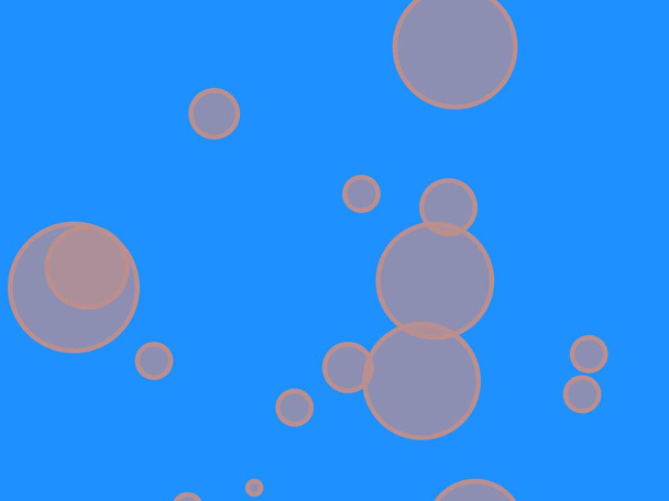 Abstracte minimalistische bruine illustratie met cirkels en dodger blauwe achtergrond - Foto, afbeelding