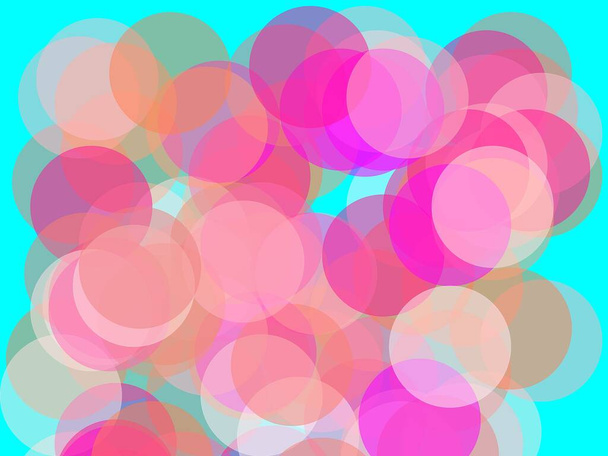Abstrakte minimalistische rosa Illustration mit Kreisen und Aqua-Hintergrund - Foto, Bild