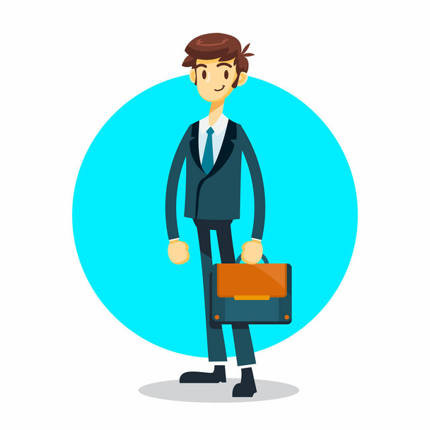 businessman cartoon character with stand pose - Vector, Image