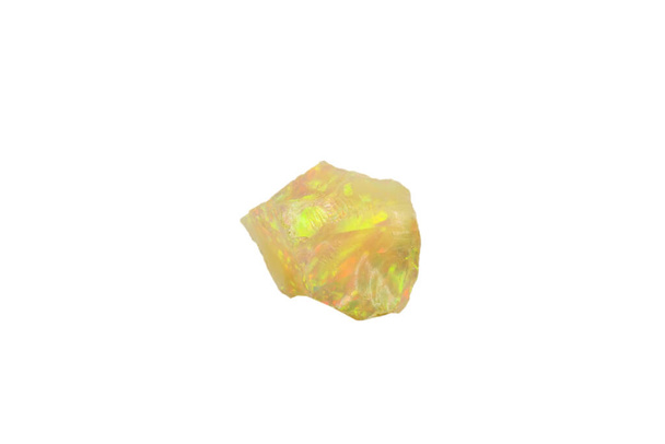 Opal, surowy kamień wycięty na białym tle - Zdjęcie, obraz