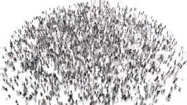 3D animace lidí shromažďující se v davu a tvořící jin a jang - Záběry, video