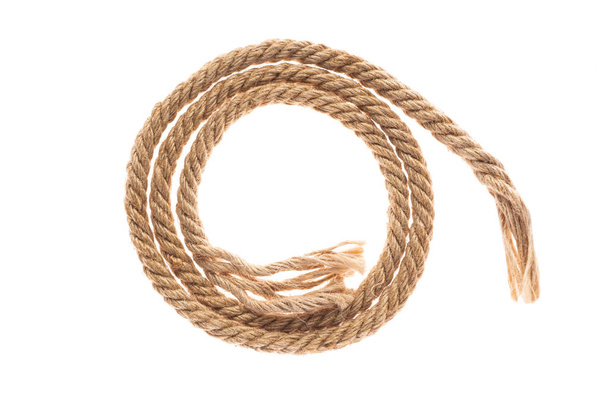 twisted jute rope. Isolated on a white background. - Фото, зображення