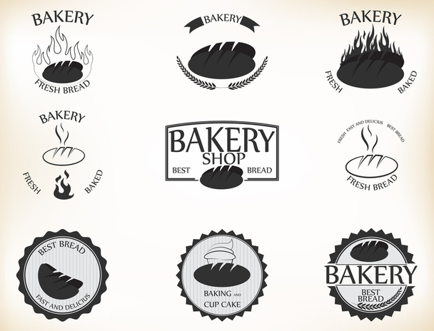 bakkerij labels en badges met retro vintage stijl ontwerp - Vector, afbeelding