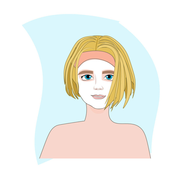 jeune femme appliquant masque visage soin du visage spa soin du visage concept portrait
 - Vecteur, image