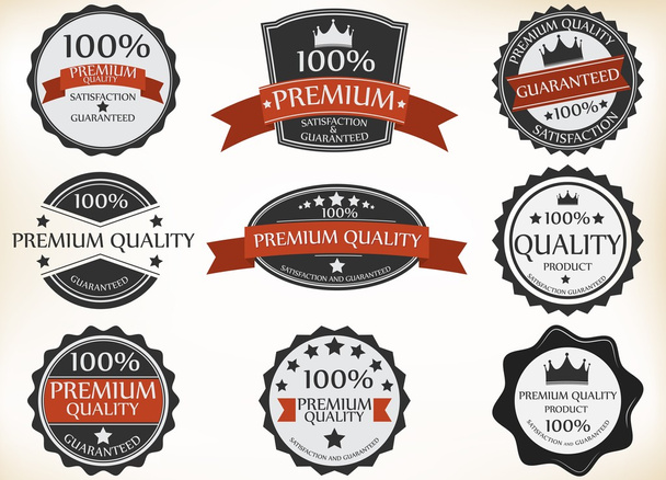 Premium Quality and Guarantee Labels with retro vintage - Vetor, Imagem