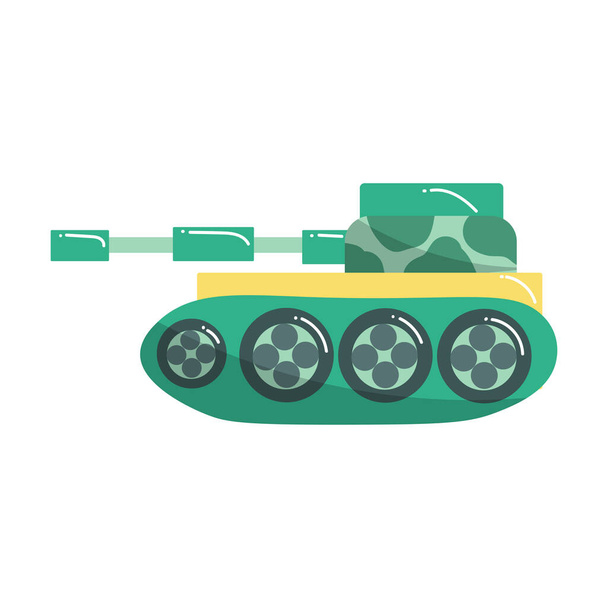 Cute green tank toy for children. Vector illustration isolated on white background - Διάνυσμα, εικόνα