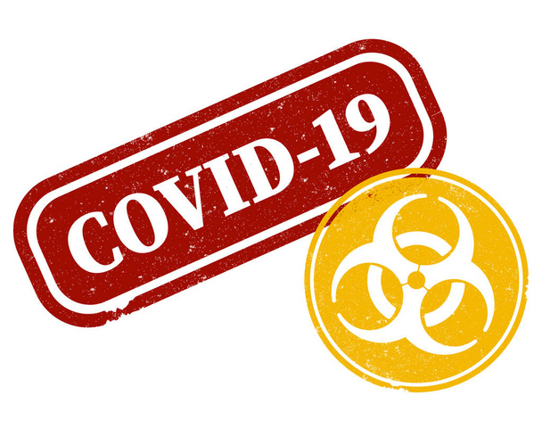 COVID-19 Корона вірус і біогаз символ гумові марки
 - Вектор, зображення