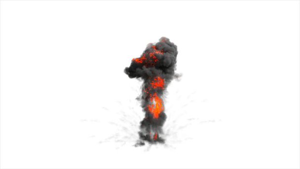 爆弾爆発と火災バング。爆発だ。爆発核爆弾。白い背景に隔離されている。3Dレンダリング. - 写真・画像
