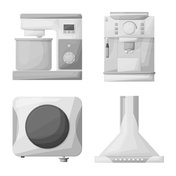 Isolated object of kitchen and device icon. Collection of kitchen and tool vector icon for stock. - Vettoriali, immagini