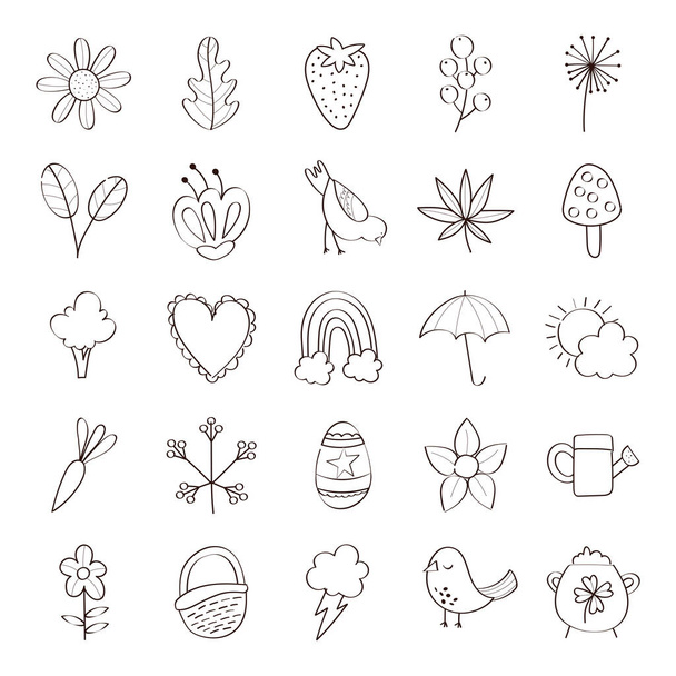 bundle of spring set line icons - Vector, Image