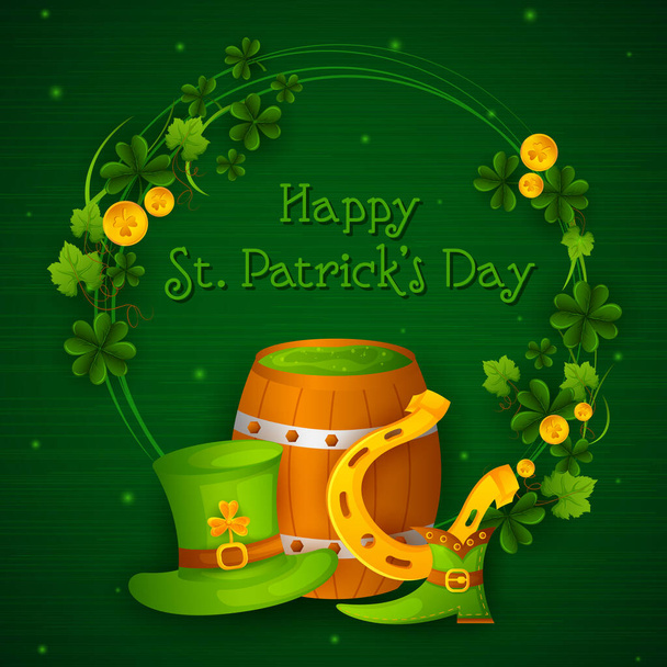 Happy Saint Patricks Day religious festival celebration background of Ireland - Vector, Image