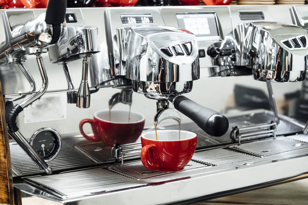 Close up image of espresso coffee brewing - Photo, Image