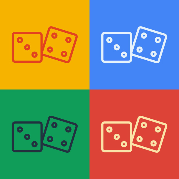 Pop art line Játék kocka ikon elszigetelt színes háttér. Kaszinó. Vektorillusztráció - Vektor, kép