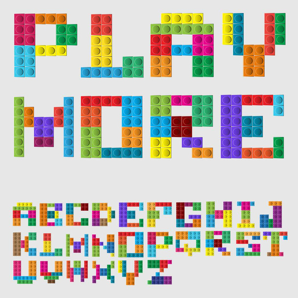 félkövér színes nagybetűtípus betűtípus betű A-Z ábécé játék blokk tégla játékok - Vektor, kép