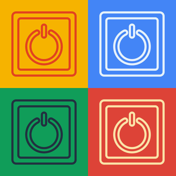 Pop art line Electric light switch icon isolated on color background. On and Off icon. Dimmer light switch sign. Concept of energy saving. Vector Illustration - Vector, Image