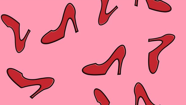texture sans couture motif rouge brillant chaussures à talons hauts sur un fond rose pour les dates, romantique image mignonne, sous une robe ou une jupe, pour les filles élégantes. Illustration vectorielle
 - Vecteur, image
