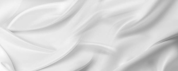 Closeup of rippled white silk fabric lines - Photo, Image