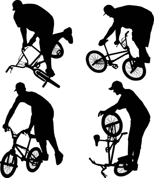 хлопчик робить велосипедний трюк на велосипеді BMX
 - Вектор, зображення