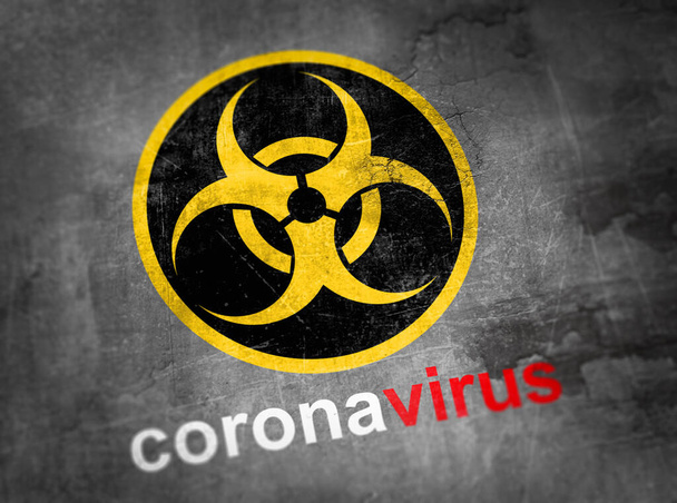 coronavirus covid19 biohazard symbol on the wall - Foto, imagen