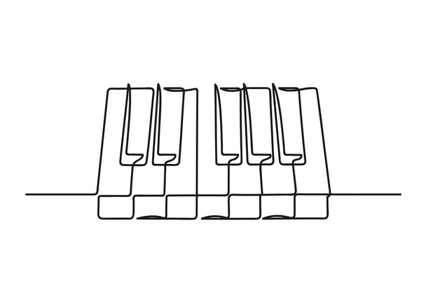 Continuous one line drawing of a piano keyboard. Musical instrument isolated on a white background. Concept music. Vector illustration - Vector, Image