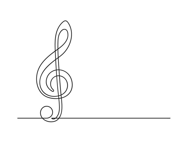 高音部の連続1線画。白い背景に隔離された音楽記号。音楽の概念。ベクターイラスト - ベクター画像