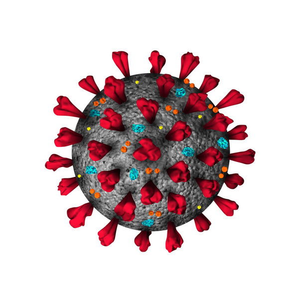 Coronavirus 3d realistic model isolated on white background. Coronavirus cell, wuhan virus disease. Medical infographics. Vector illustration - Wektor, obraz