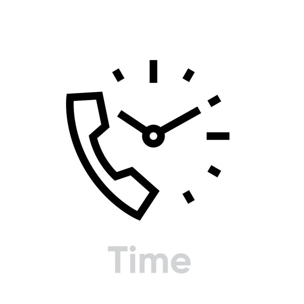 Call Time icon. Editable line vector - Vektör, Görsel