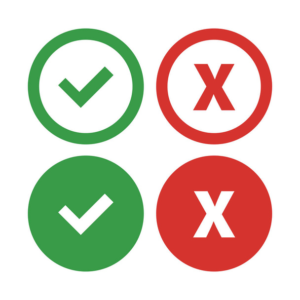 check mark icon. Tick and cross signs. Vector illustration. - Vector, Image