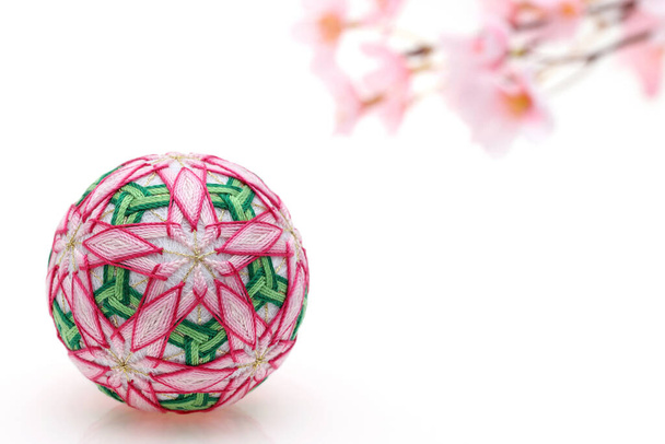 Japanese traditional colorful temari ball on a white backgrund    - Photo, Image