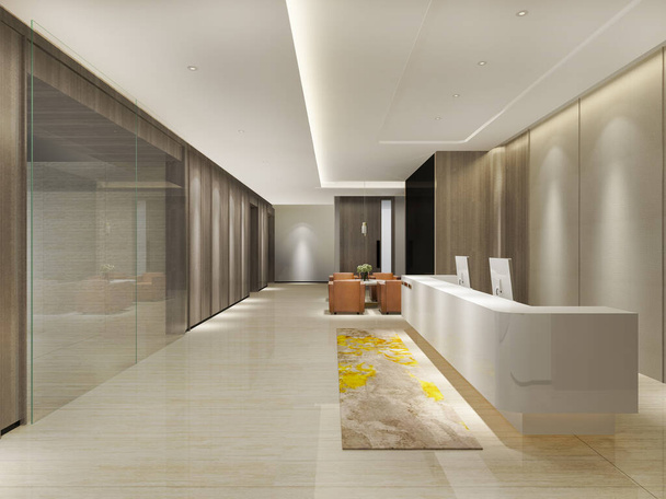 Rendendo 3d moderno hotel di lusso e reception ufficio e lounge - Foto, immagini