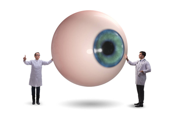 Médico examinando ojo gigante en concepto médico
 - Foto, imagen