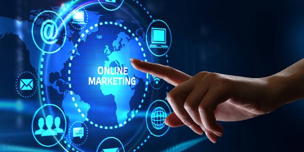 ビジネス、テクノロジー、インターネット、ネットワークの概念。デジタルマーケティングコンテンツ企画広告戦略コンセプト。オンラインマーケティング - 写真・画像