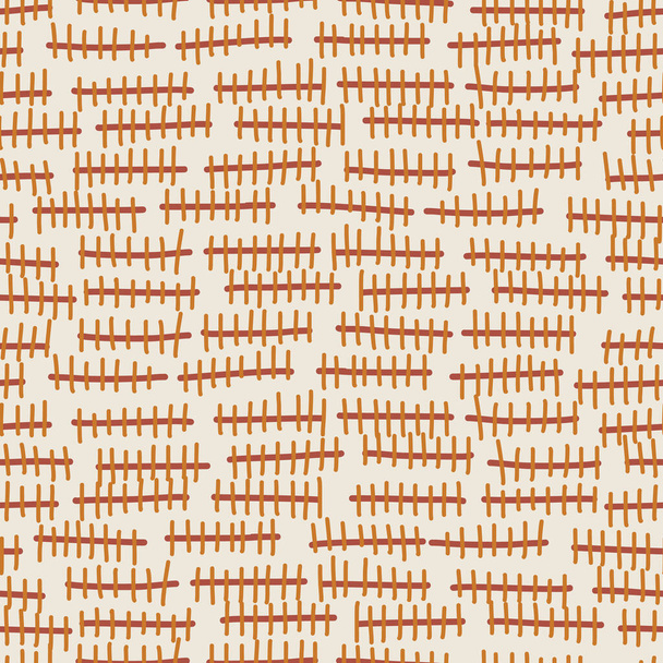 Kantha hímzés varratok vektor textúra. Dekoratív indiai Needlework zökkenőmentes minta háttér. Meleg bézs etnikai futófelület vízszintes törött csík.Textil Nyomtatási hatás Ismételje meg a csempe Eps 10 - Vektor, kép