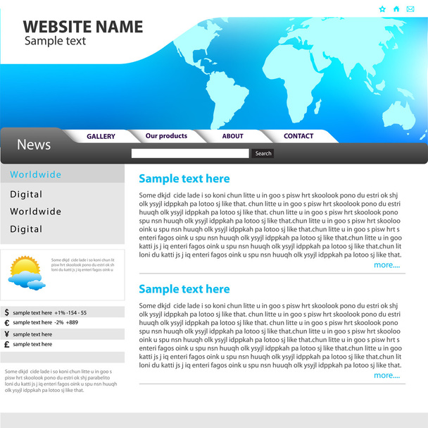 Web site design template, vector. - Vetor, Imagem