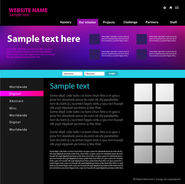 Web site design template, vector. - Vettoriali, immagini