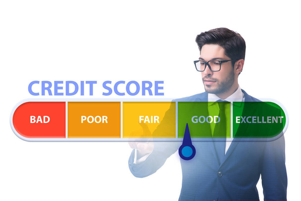 Zakenman in credit score concept - Foto, afbeelding