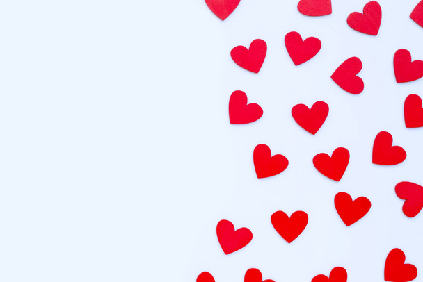 Valentine's day - Red hearts on white background. Copy soace - Fotografie, Obrázek