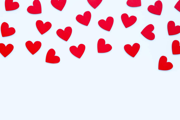 Valentine's day - Red hearts on white background. Copy soace - Φωτογραφία, εικόνα