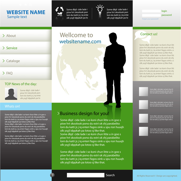 Web site design template, vector. - Διάνυσμα, εικόνα