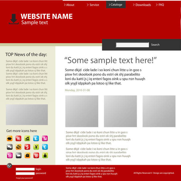 Web site design template, vector. - Vector, afbeelding