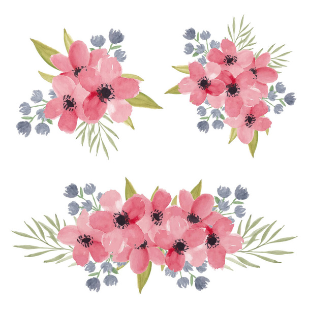 Aquarell Kirschblüten Blumenstrauß Kollektion - Vektor, Bild