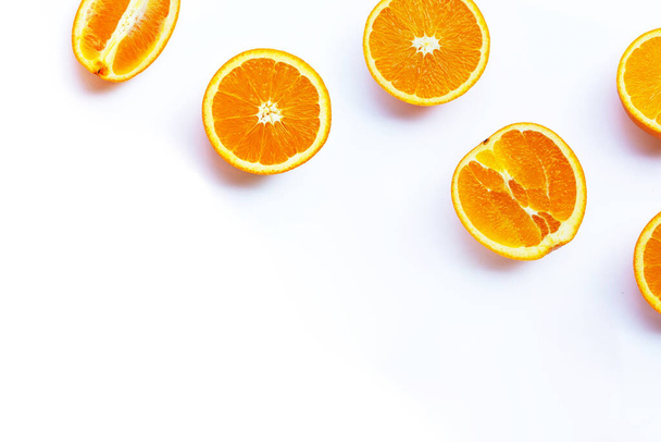 High vitamin C, Juicy and sweet. Fresh orange fruit on white background. - Фото, зображення