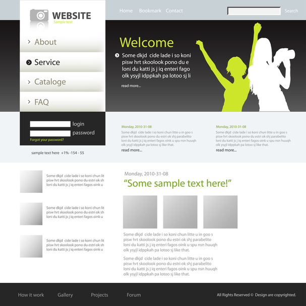 Web site design template, vector. - Vetor, Imagem