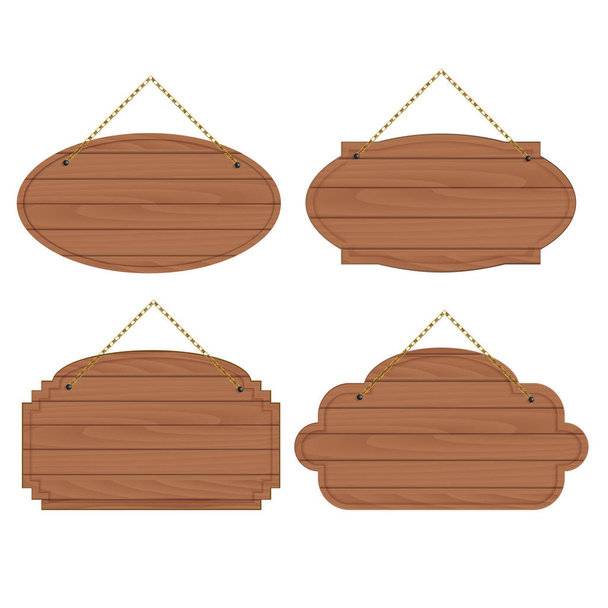 Set of old wooden signboards. Vector - Vector, Image