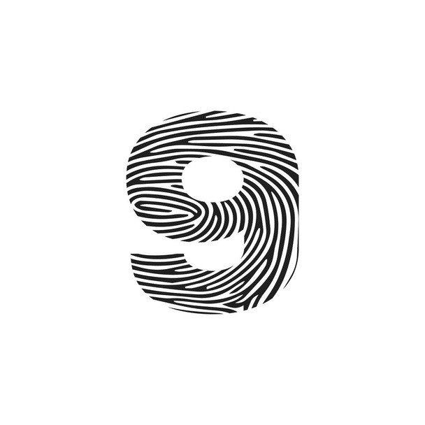 9 Vektor-Letter-Basis-Logo. Anfangsbuchstabe 9 Vektor Icon Fingerprint Konzept - Vektor, Bild